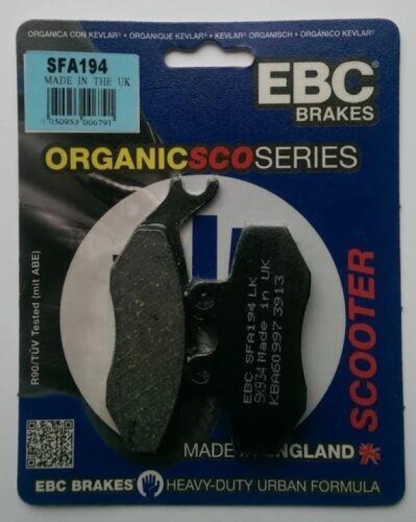 Ebc Sfa194 2007-2012 Peugeot Satelis 250 Uyumlu Ön Fren Balatası (AJP Caliper) Organik Balata ürün görseli 1