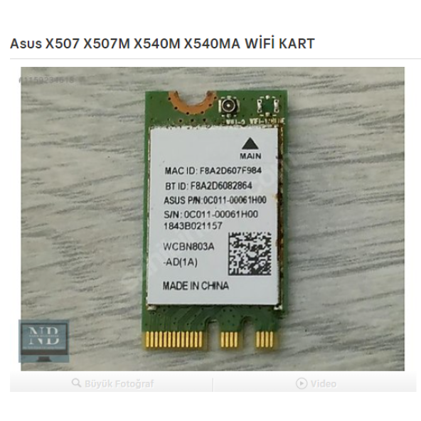 Asus X507 X507M X540M X540MA WİFİ KART ürün görseli 1