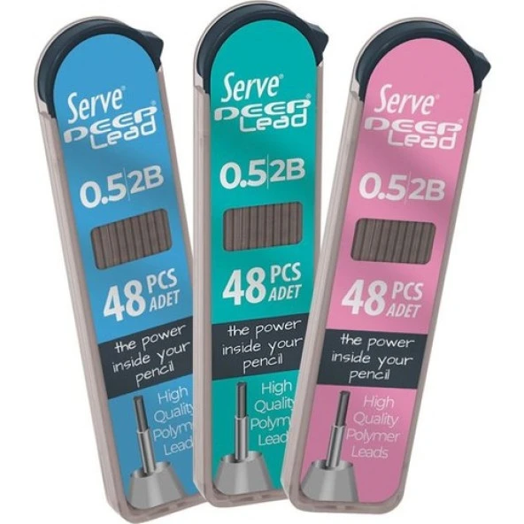 Serve Deep 0.5 Mm 2B Siyah Kalem Ucu 48 li Renkli Gövde – Pembe ürün görseli 1