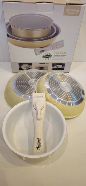 Bondy Amercook Bondy  4 Parça Tava Seti - Krem - Resim 3