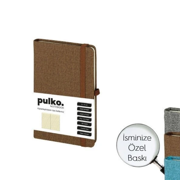 PULKO Notebook Not Defteri, (9x14cm), Desenli Sert Kapak, 192 Sayfa, Çizgili, 035, ürün görseli 1