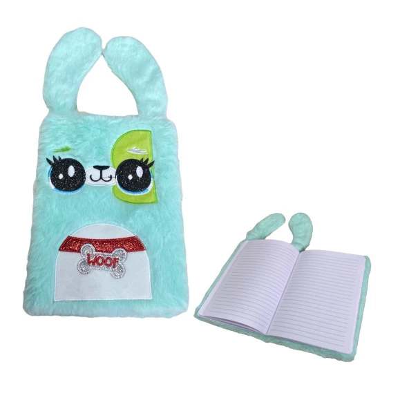 Maxx Fy-5 Woof Kulaklı Pelüş Defter 80 Ypr Çizgili - Yeşil ürün görseli 1
