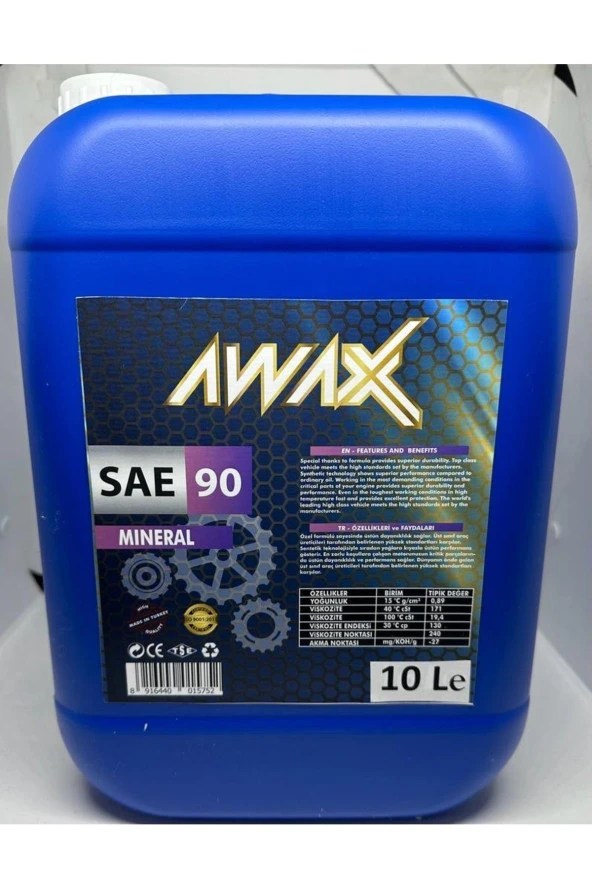 AWAX Sae/90 - 10 Litre Asansör ve Dişli Yağı   Üretim Yılı:2025 ürün görseli 1