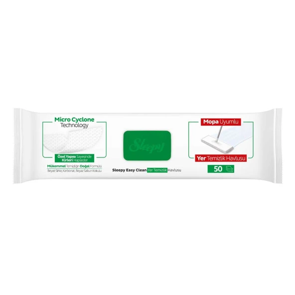 Sleepy Easy Clean Beyaz Sabun Katkılı Mopa Uyumlu Yer Temizlik Havlusu&Mendili 50 Yaprak ürün görseli 1