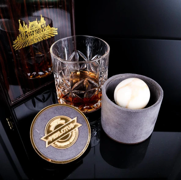 Perlotus Jupiter Seri Küre Granit Mermer Viski Taşı Premium Kutusunda ürün görseli 1