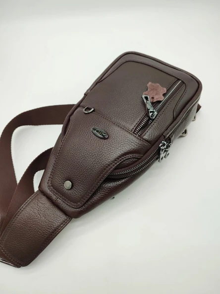 Erkek Deri Badi Bag Çanta Spor Model Kahve Renk ürün görseli 1