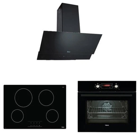 Teka Siyah Ankastre Set ( ATV 90 Davlumbaz + TB 770 Siyah Elektrikli Ocak + Hak 627 BK Siyah Fırın) ürün görseli 1