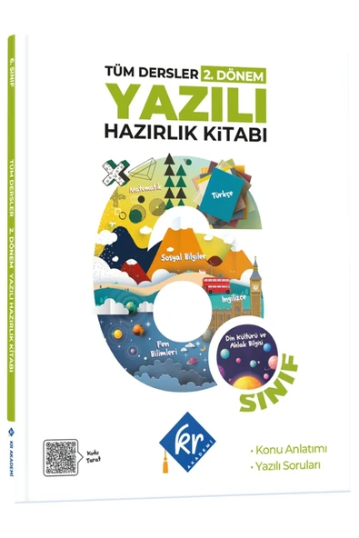 6. Sınıf Tüm Dersler 2. Dönem Yazılı Hazırlık Kitabı KR Akademi Yayınları ürün görseli 1