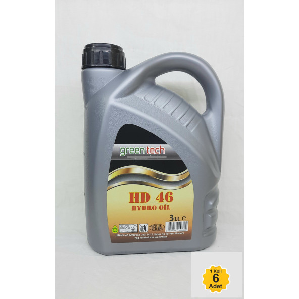 greentech Hd 46 Hidrolik Sistem Yağı 3 litre 1 Koli 6 Adet ürün görseli 1