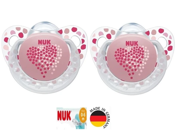 Nuk Trendline Adore Halkalı Ortodontik Silikon emzik 0-6 Ay İkili / pembe ürün görseli 1