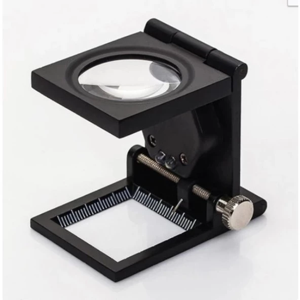 28x28 Mm Katlanır Sayaçlı Metal Lüp 2 LED Işıklı Büyüteç Tekstil TH-9005A ürün görseli 1