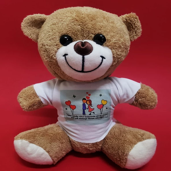 Tişörtlü Kahverengi Peluş Ayıcık ürün görseli 1