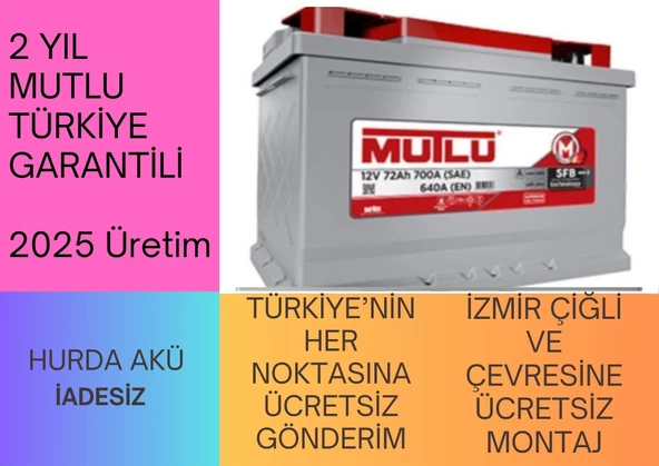 12V 72 Ah Sfb 72 Amper Mutlu Akü 700A- Hurda Akü İade Etmeniz Gerekmiyor ürün görseli 1
