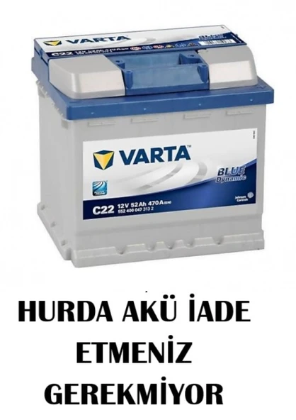 Varta Akü 12V 52 Ah Amper 470A C22 - Hurda Akü İadesi Gerekmiyor ürün görseli 1
