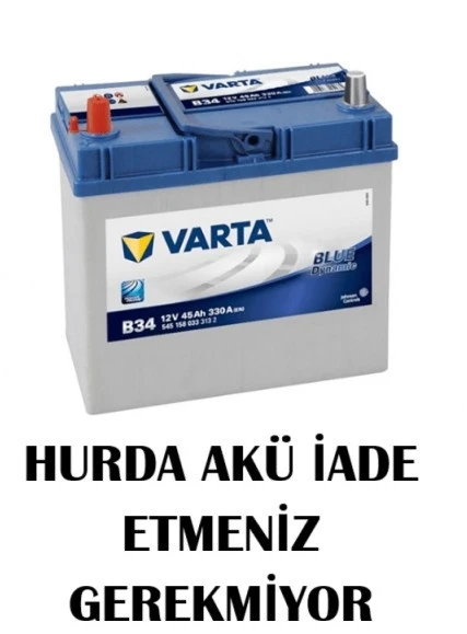 Varta Blue Dynamic 12V 45 Ah Amper B34 Ters Kutup Akü - Hurda Akü İade Etmeniz Gerekmiyor ürün görseli 1