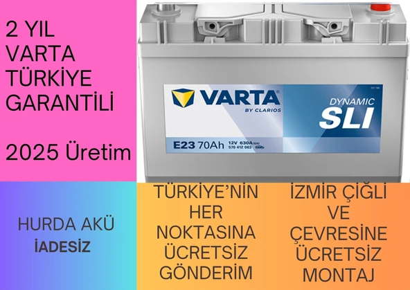 Varta Akü 12V 70 Ah Amper E23 630A - Hurda Akü İade Etmeniz Gerekmiyor ürün görseli 1