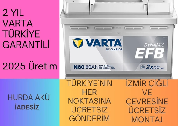 Varta Blue Dynamic N60 Start-Stop EFB 12 V 60 Ah 640 CCA Akü - 2025 ürün görseli 1