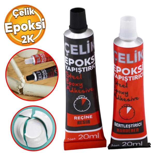 Güçlü Epoksi Yapıştırıcı Metal Plastik Seramik Cam Çelik Yapıştırıcı 20 + 20 Gr Hızlı Kuruyan ürün görseli 1