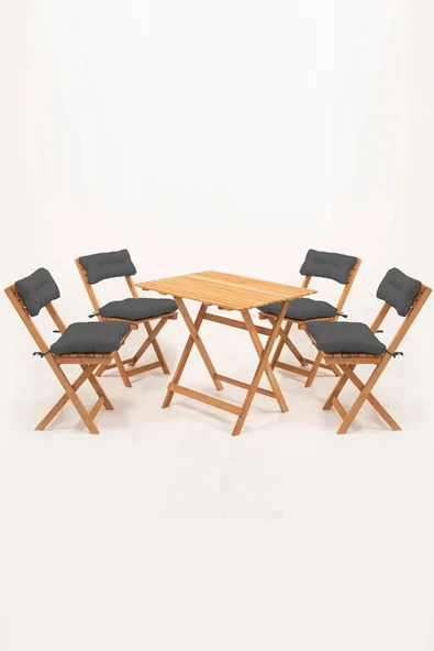 Meya Dekor 4+1 Minderli Balkon Bahçe Mutfak Bistro Set Katlanır Masa-Sandalye ürün görseli 1