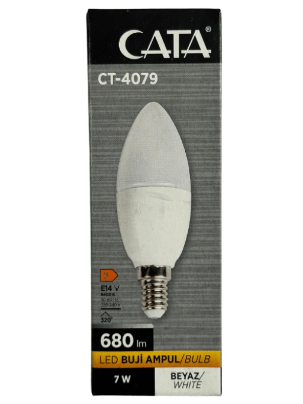 Cata CT-4079 7W 6400K (Beyaz Işık) E14 Duylu Led Buji Ampul ürün görseli 1