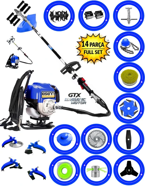 EISENN German 14 In 1 Full Set Fg Motor Sırt Tipi Tırpan Toprak Eşeleme Akrobat Çapa Aparatı Hediyeli ürün görseli 1