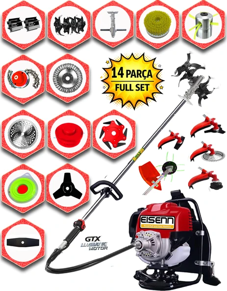 EISENN German 14 In 1 Esx-63 Magnetec 20 Hp Sırt Tipi Çim Ot Çalı Biçme Tırpanı Akrobat Çapa Aparatı ürün görseli 1
