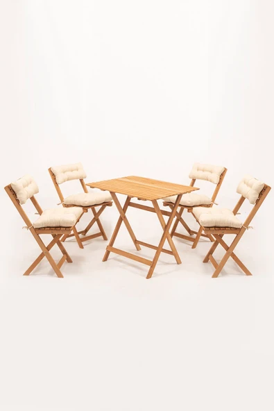 Meya Dekor 4+1 Minderli Balkon Bahçe Mutfak Bistro Set Katlanır Masa-Sandalye ürün görseli 1