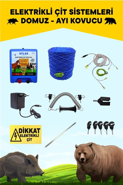 ATLAS ELEKTRİKLİ BAHÇE ÇİTİ 5 YIL GARANTİ 1000MT ÖMÜRLÜK SET ÜRÜN NO2 ürün görseli 1