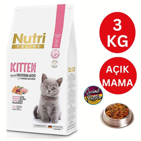 Nutri Feline Glutensiz Somonlu Düşük Tahıllı Açık Yavru Kedi Maması 3 kg ürün görseli 1