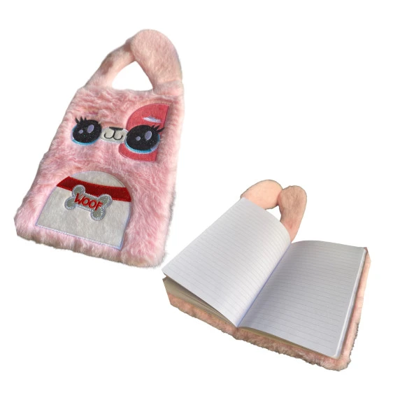 Maxx Fy-5 Woof Kulaklı Pelüş Defter 80 Ypr Çizgili - Pembe ürün görseli 1
