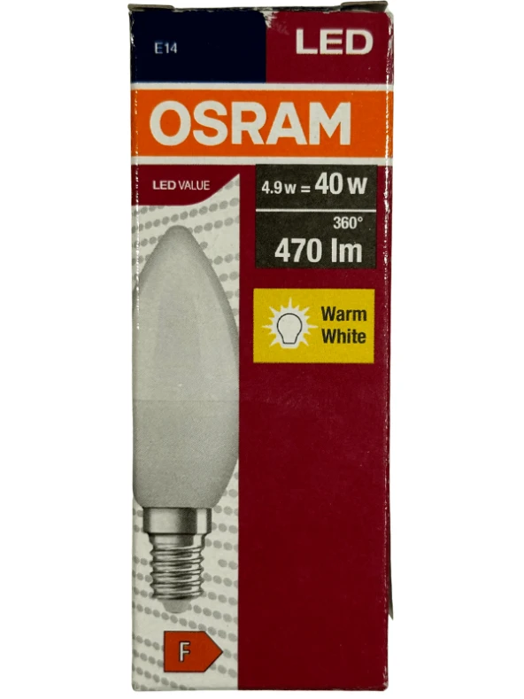 Osram 4,9W (40W) 2700K (Sarı Işık) E14 Duylu Led Ampul ürün görseli 1