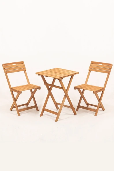 Balkon Bahçe Mutfak 3'lü Bistro Set Katlanır ürün görseli 1