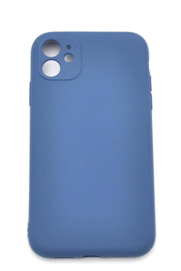 iPhone 11 Uyumlu Düz Renk Esnek Yumuşak Silikon Kılıf  Rubber İndigo Mavi ürün görseli 1