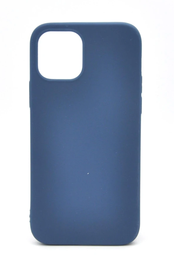 iPhone 12 Uyumlu Düz Renk Esnek Yumuşak Silikon Kılıf  Rubber İndigo Mavi ürün görseli 1