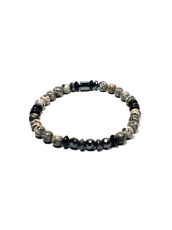 JTSS24DOB1420 JANTİ UNISEX BİLEKLİK TİBET JASPER HEMATİT ONYX DOĞALTAŞ TASARIM GARANTİLİ ürün görseli 1