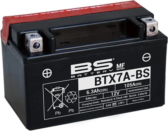 Bs Btx7a-Bs 2010-2023 Peugeot Tweet 125 Uyumlu Akü Sulu Akü ürün görseli 1