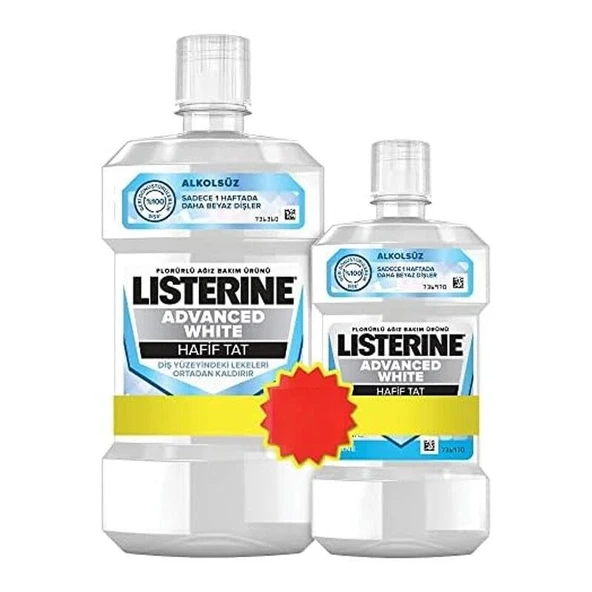 Listerine Advanced White Hafif Tat 500 ml + 250 ml ürün görseli 1