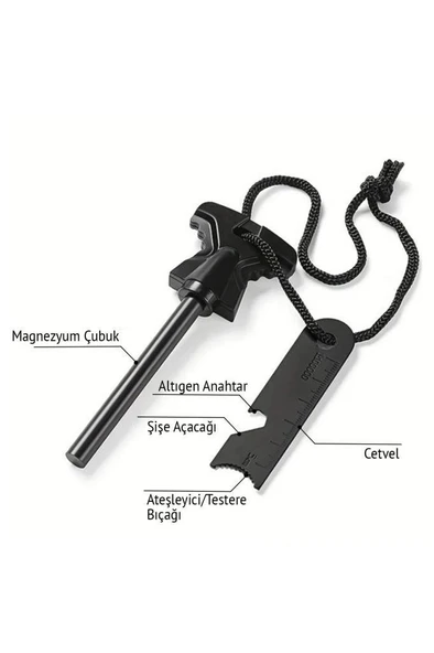 Single Sword Magnezyum Çubuğu - Pusulalı, Düdüklü Cetvelli Ateş Başlatıcı ürün görseli 1