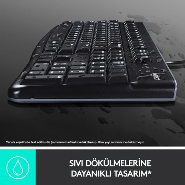 Logitech K120 USB Kablolu Türkçe Q Klavye - Siyah - Resim 5