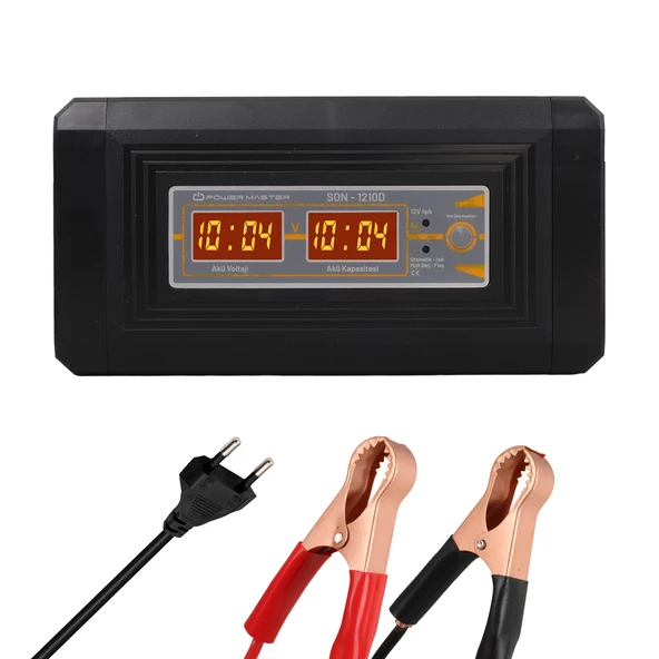 Powermaster SON-1210D 12-24 Volt 10 Amper Akıllı Akü Şarj Cihazı Aleti Dijital Ekran Dolum Sonrası Otomatik Keser ürün görseli 1