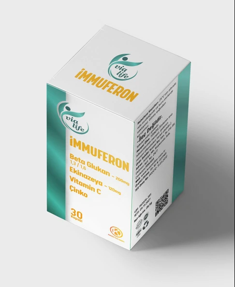 İmmuferon Beta Glucan 200 mg, Ekinezya 120 mg, Vitamin C, Çinko 30 Kapsül ürün görseli 1
