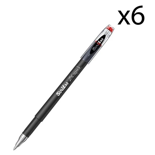 Scrikss Speed Gel Tükenmez Kalem 0.5 mm Kırmızı 6 Adet ürün görseli 1