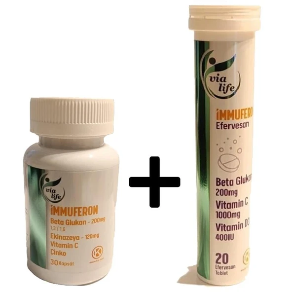 İmmuferon - Beta Glucan + Vitamin C + Çinko + Kara Mürver içerikli 2'li Kofre Gıda Takviyesi ürün görseli 1