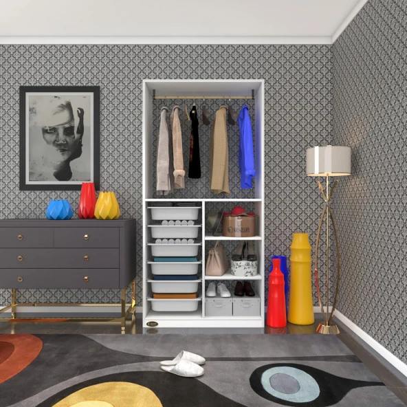 Kenzlife giysi dolabı yalın crd 180*090*30 kapaksız arkalıksız 6 sepetli ürün görseli 1