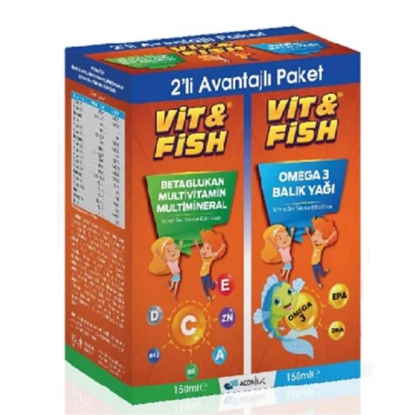 Vit&Fish Omega 3 Balık Yağı 150 ml + Beta Glukan Multivitamin & Multimineral 150 ml ürün görseli 1