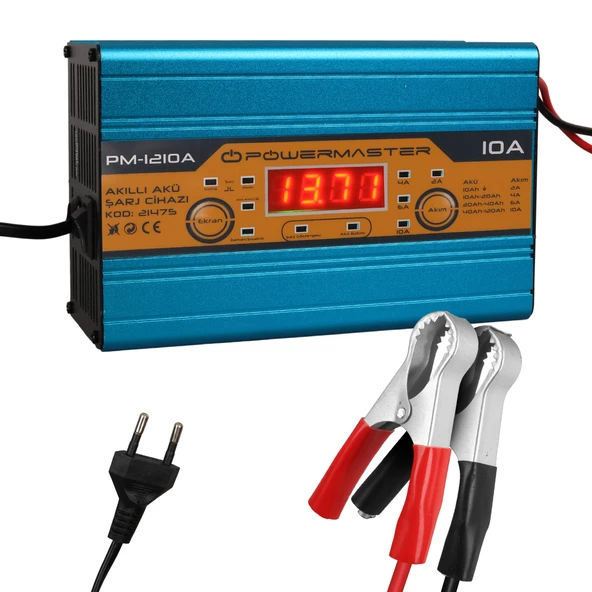 Powermaster DC-1210A 12 Volt Max 10 Amper Digital Ekranlı Akıllı Akü Şarj Cihazı Aleti Oto Araç Karan Uyumlu ürün görseli 1