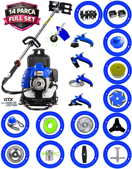 German Wtx-1600 F12 Motor 14 Parça Full Set Benzinli Sırt Tipi Tırpan Ot Çalı Çim Biçme Yüksek Performans ürün görseli 1
