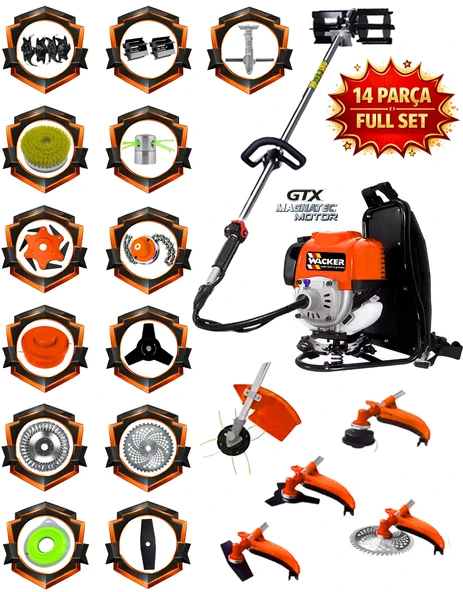 German Ws-5200 Arazi Seti 14 Parça Full Set Sırt Tipi Benzinli Çalı Çim Biçme Tırpanı Güçlü Performans ürün görseli 1