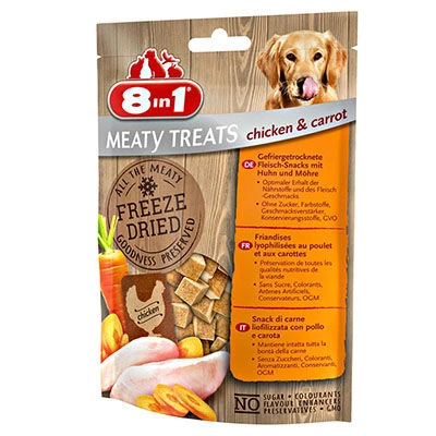 8in1 Freeze Dried Tavuklu Havuçlu Doğal Ödül 50 Gr SKT:07/2028 ürün görseli 1
