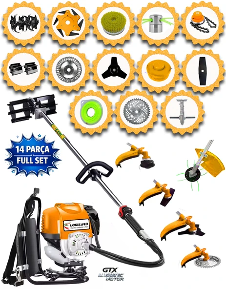 İtaly 553 LBX VTEC 14 Parça Full Set Sırt Tipi Tırpan Benzinli Ot Çalı Çim Biçme Makinası ürün görseli 1